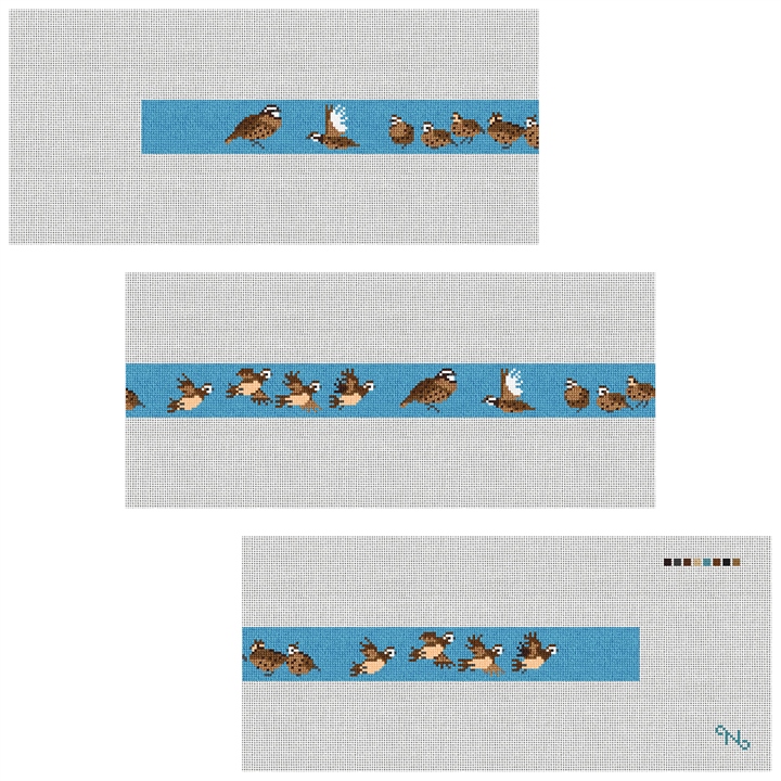 Bobwhite Quail Needlepoint Belt Kit Stitched Preview