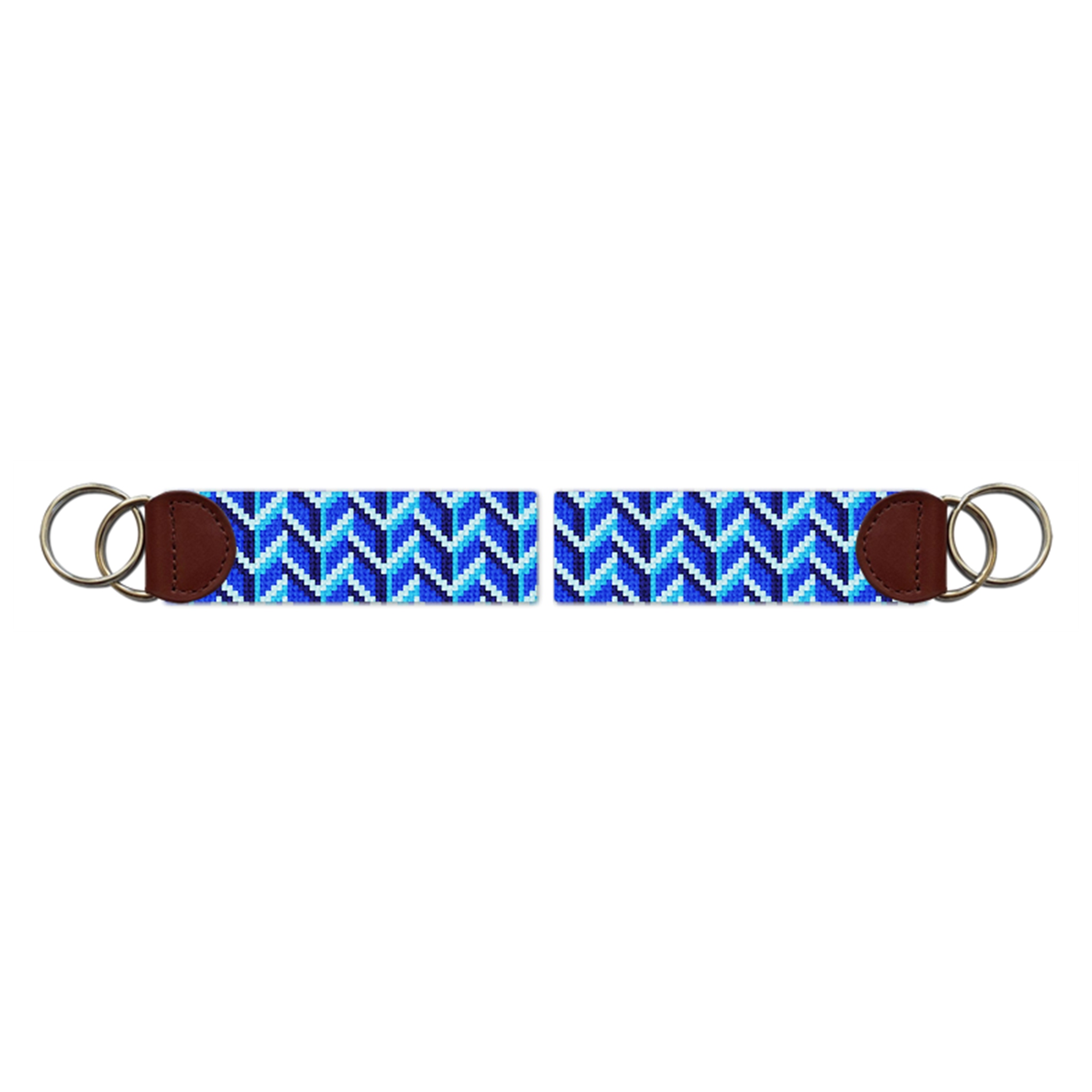 Bold Blues Needlepoint Key Fob