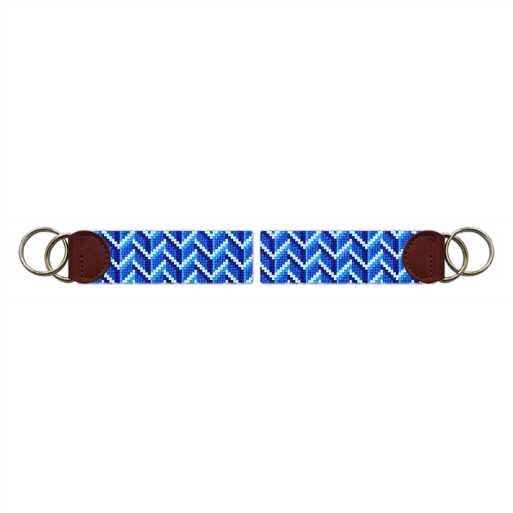 Bold Blues Needlepoint Key Fob