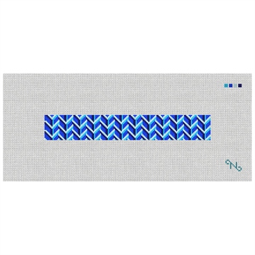 Bold Blues Needlepoint Key Fob Kit Stitched Preview