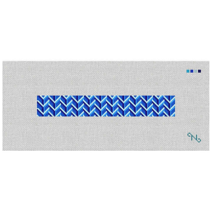 Bold Blues Needlepoint Key Fob Kit Stitched Preview