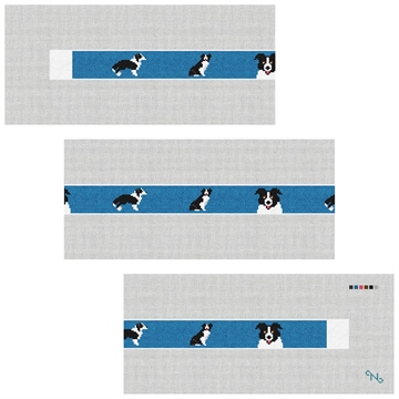 Border Collie Needlepoint Belt Kit Stitched Preview
