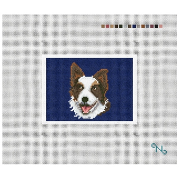 Border Collie Needlepoint Card Wallet Kit Stitched Preview