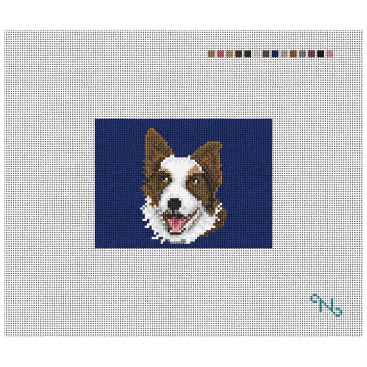 Border Collie Needlepoint Card Wallet Kit Stitched Preview