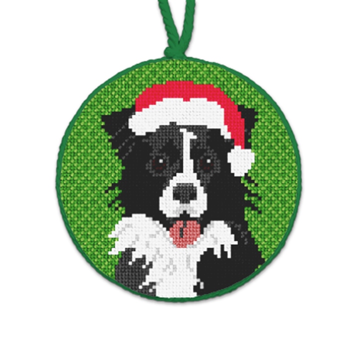 Border Collie Needlepoint Ornament 