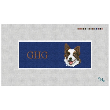 Border Collie Needlepoint Wallet Kit Stitched Preview