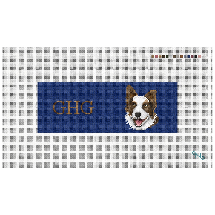 Border Collie Needlepoint Wallet Kit Stitched Preview