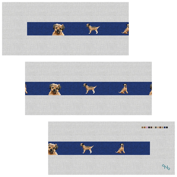 Border Terrier Needlepoint Belt Kit Stitched Preview