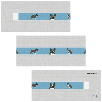 Boston Terrier Needlepoint Belt Kit Stitched Preview