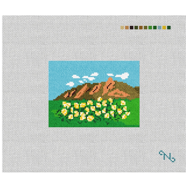 Boulder Flat Irons Needlepoint Card Wallet Kit Stitched Preview
