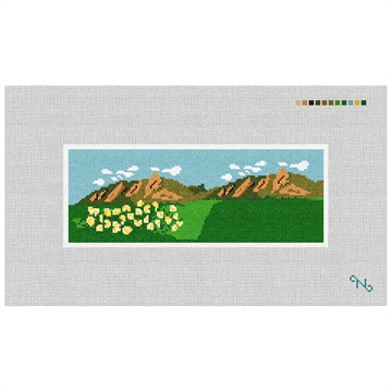 Boulder Flatirons Needlepoint Wallet Kit Stitched Preview
