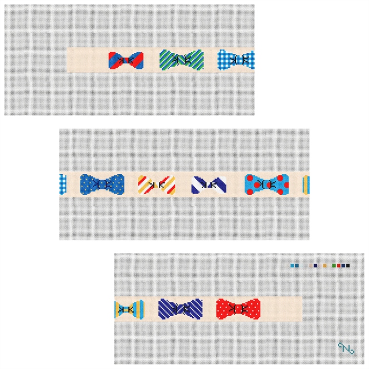 Bow Ties Belt Needlepoint Kit Stitched Preview
