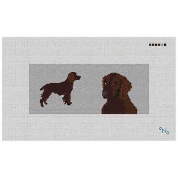 Boykin Spaniel Needlepoint Flask Kit Stitched Preview