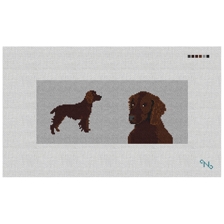 Boykin Spaniel Needlepoint Flask Kit Stitched Preview