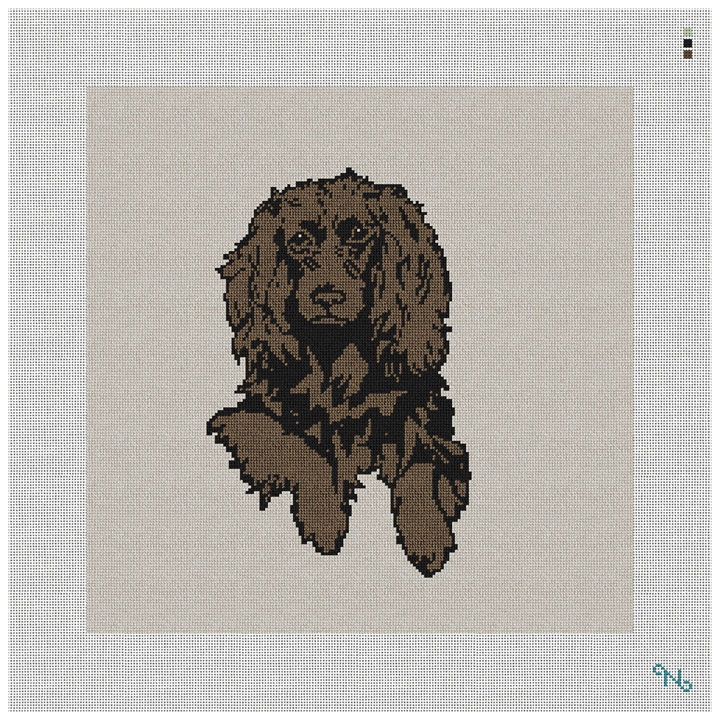 Boykin Spaniel Needlepoint Pillow Kit Stitched Preview