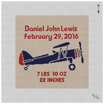 Boys Airplane Announcement Needlepoint Kit