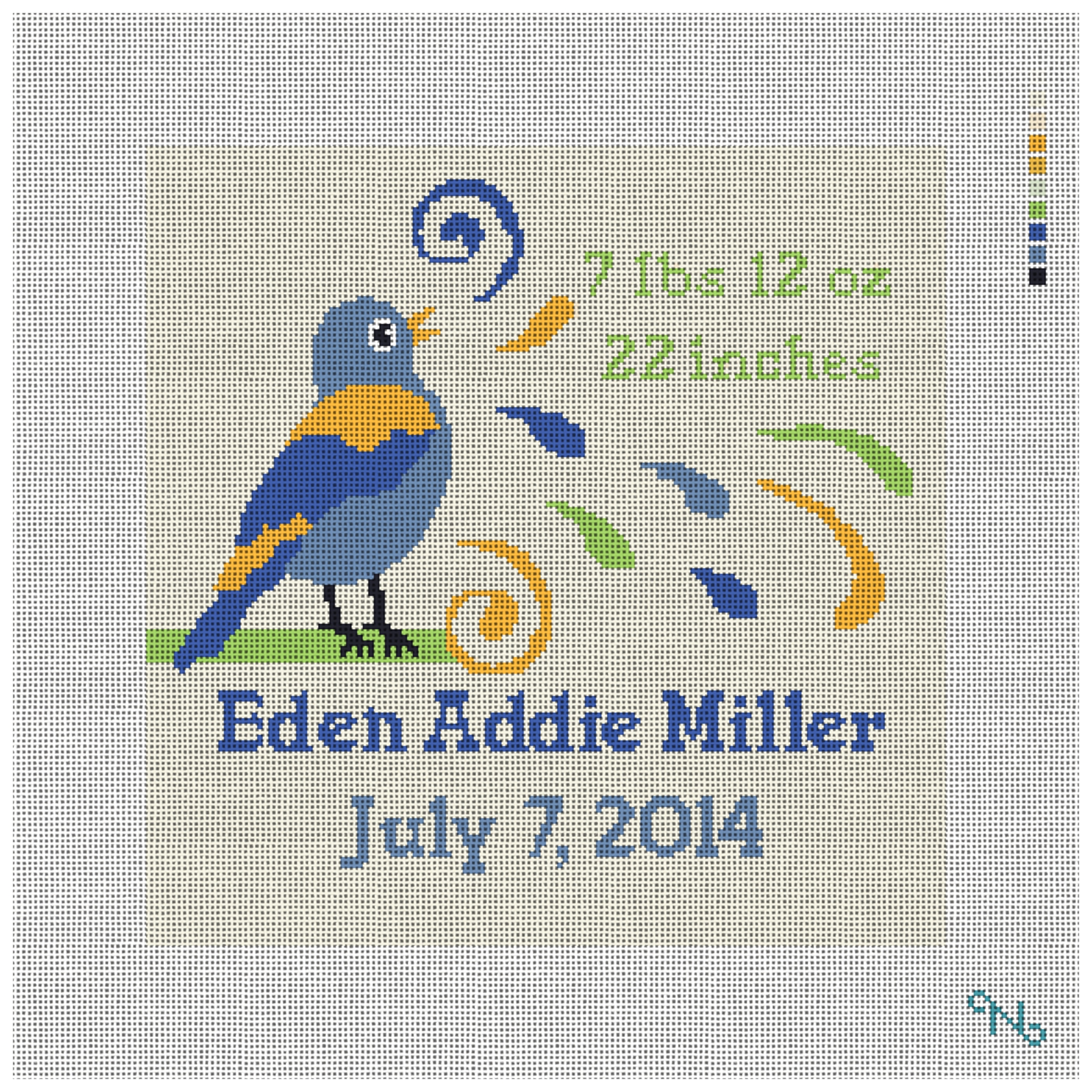 Boys Bird Bath Announcement Needlepoint Kit