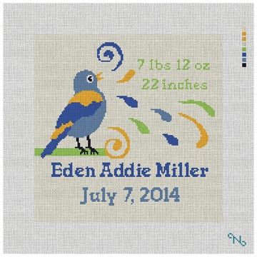 Boys Bird Bath Announcement Needlepoint Kit