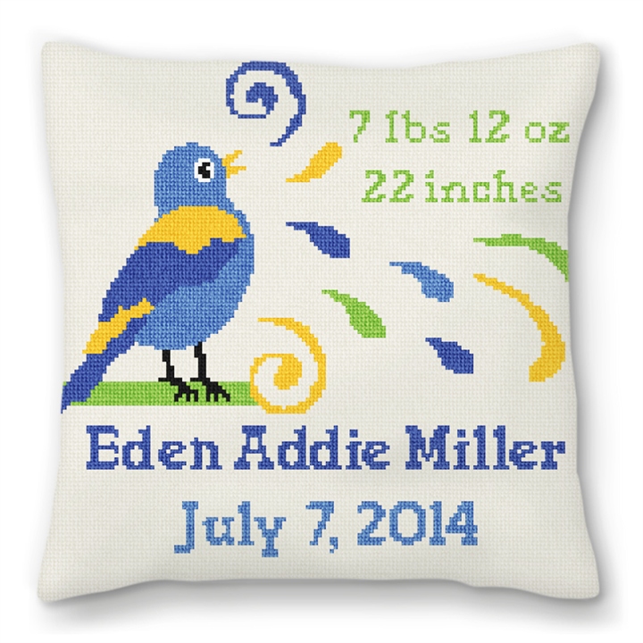 Boys Bird Bath Personalized Baby Pillow