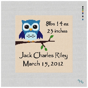 Boys Evergreen Birth Needlepoint Kit Stitched Preview