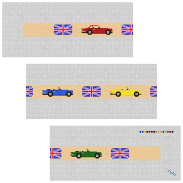 British Triumph Cars Needlepoint Belt Kit Stitched Preview