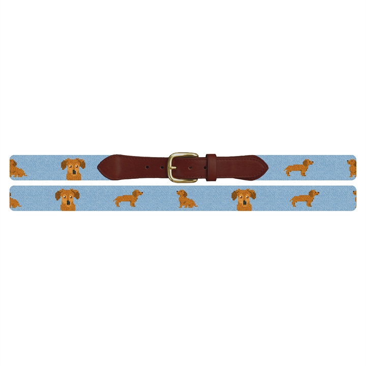 Brown Dachshund Needlepoint Belt