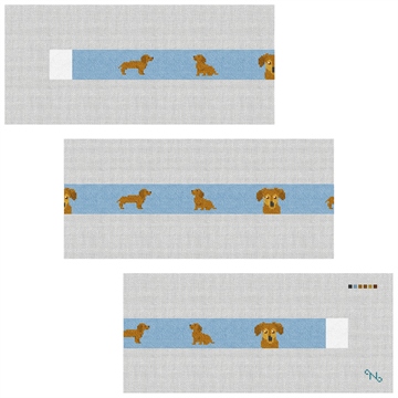 Brown Dachshund Needlepoint Belt Kit Stitched Preview