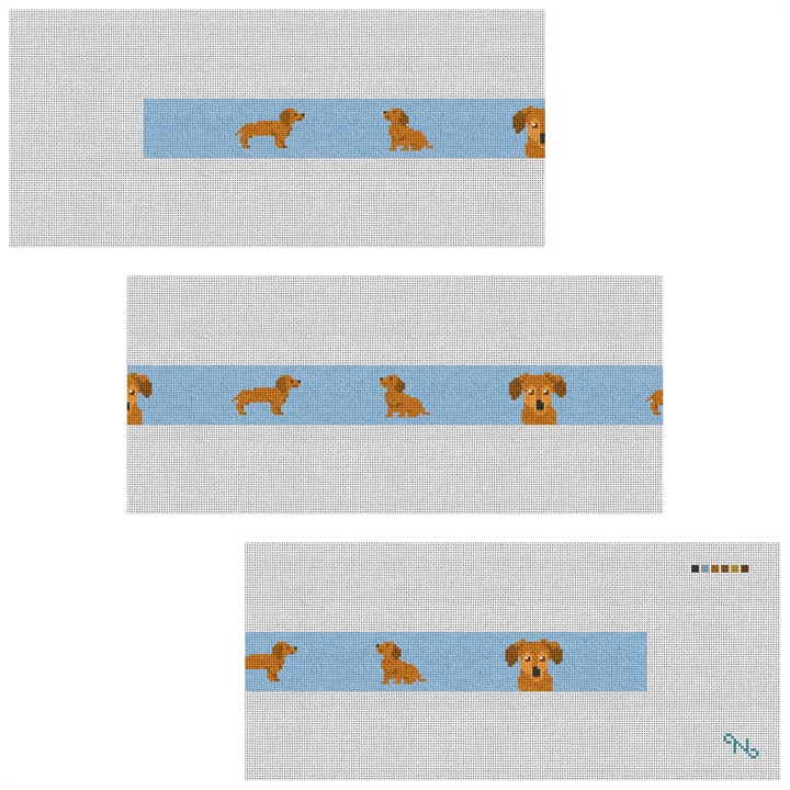 Brown Dachshund Needlepoint Belt Kit Stitched Preview
