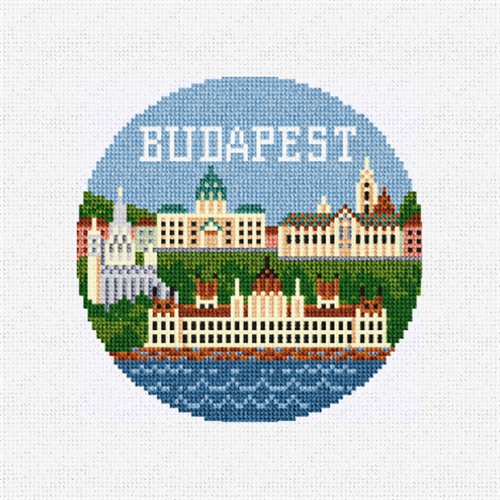 Budapest Needlepoint Ornament Kit Stitched Preview