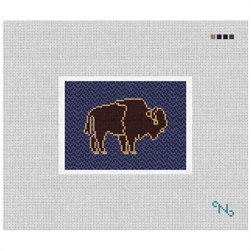 Buffalo Needlepoint Card Wallet Kit Stitched Preview