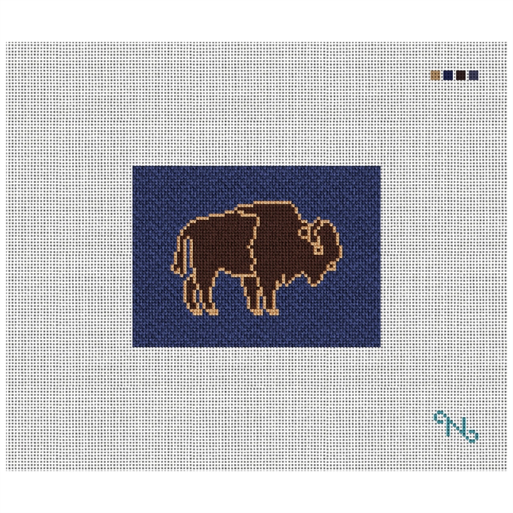 Buffalo Needlepoint Card Wallet Kit Stitched Preview