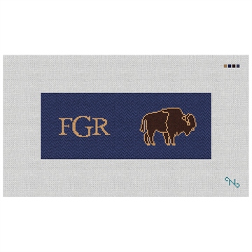 Buffalo Needlepoint Wallet Kit Stitched Preview