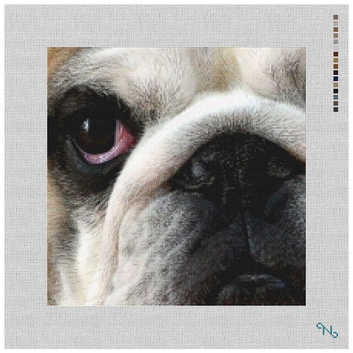 Bulldog Needlepoint Pillow Kit Stitched Preview