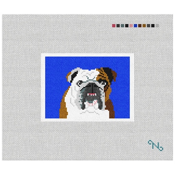 Bulldog Portrait Needlepoint Card Wallet Kit Stitched Preview
