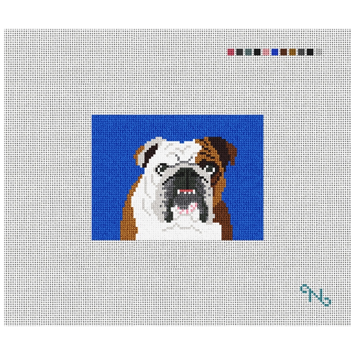 Bulldog Portrait Needlepoint Card Wallet Kit Stitched Preview
