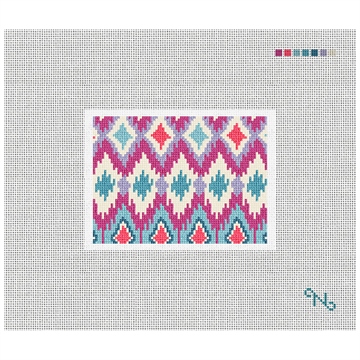 Buri Ikat Needlepoint Card Wallet Kit Stitched Preview