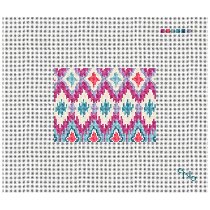 Buri Ikat Needlepoint Card Wallet Kit Stitched Preview