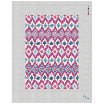 Buri Ikat Womens Trifold Wallet Needlepoint Kit Stitched Preview