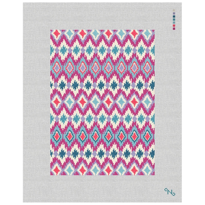 Buri Ikat Womens Trifold Wallet Needlepoint Kit Stitched Preview