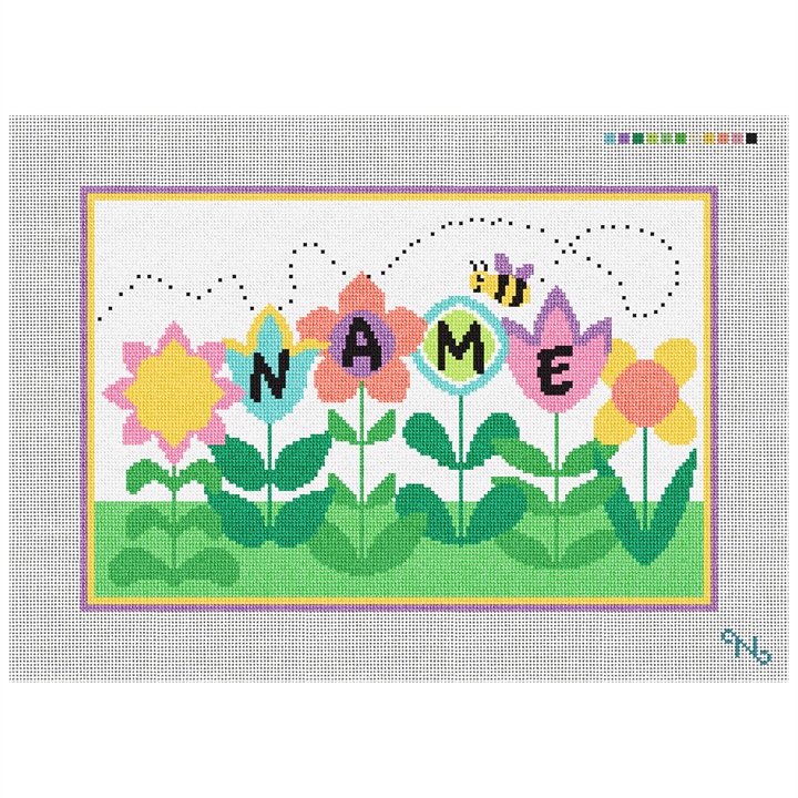 Busy Bee Personalized Needlepoint Kit Stitched Preview
