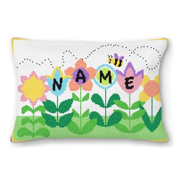 Busy Bee Personalized Needlepoint Pillow