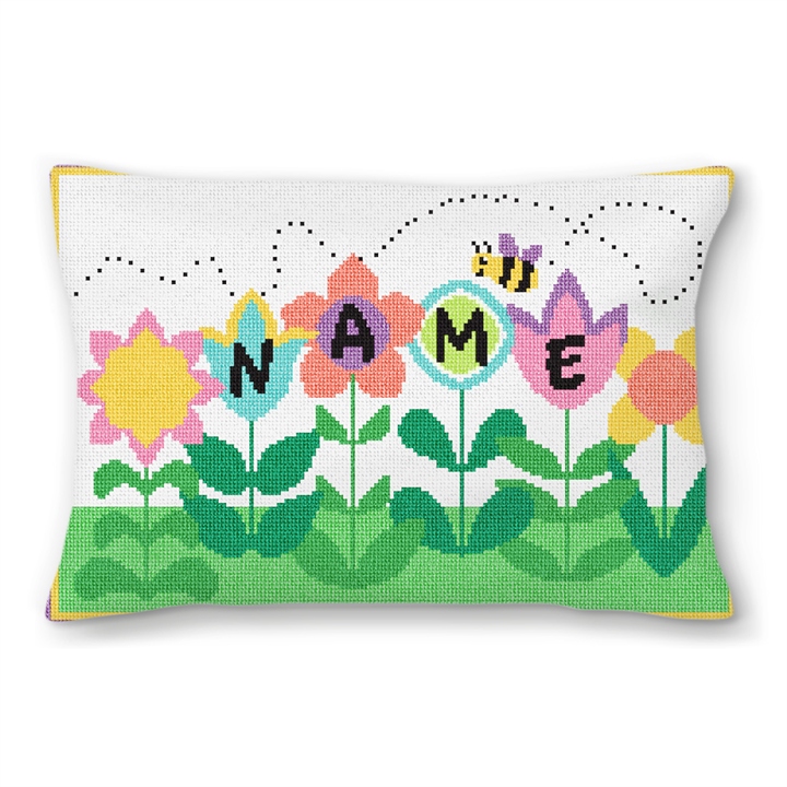 Busy Bee Personalized Needlepoint Pillow