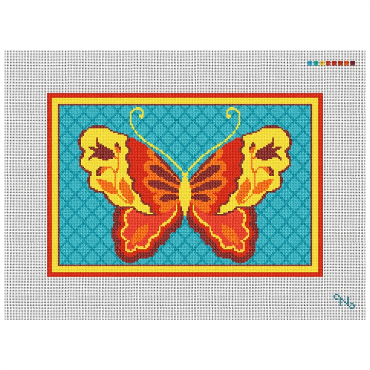 Butterfly Bliss Needlepoint Kit Stitched Preview