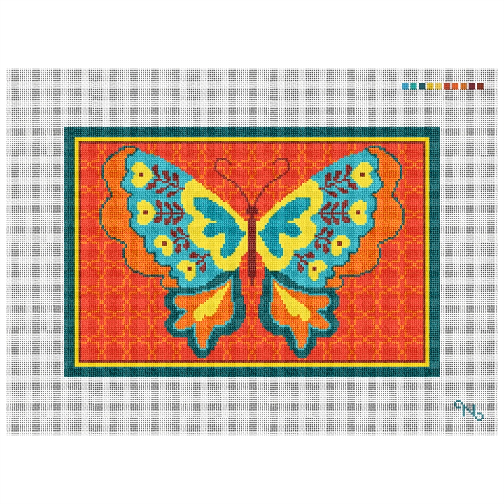Butterfly Joy Needlepoint Kit Stitched Preview