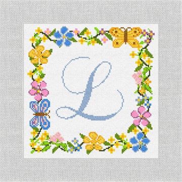 Butterfly Kisses Needlepoint Pillow Kit Stitched Preview