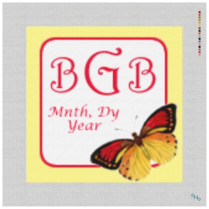 Butterfly Monogram Needlepoint Kit Stitched Preview