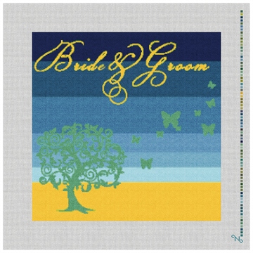 Butterfly Ring Bearer Pillow Needlepoint Kit Stitched Preview
