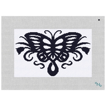 Butterfly Silhouette Needlepoint Kit Stitched Preview