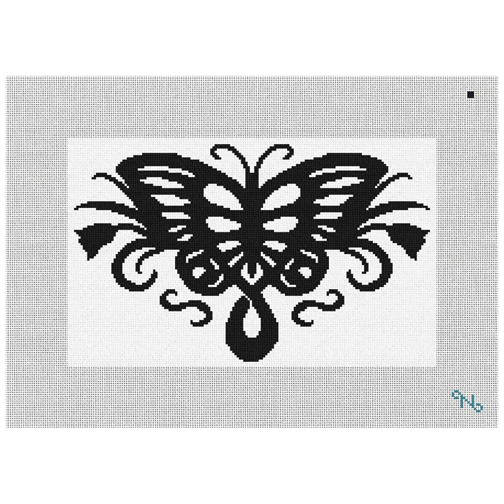 Butterfly Silhouette Needlepoint Kit Stitched Preview