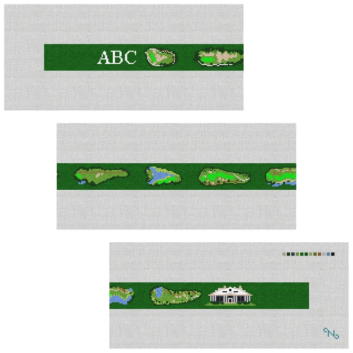 Caledonia Golf Needlepoint Belt Kit Stitched Preview